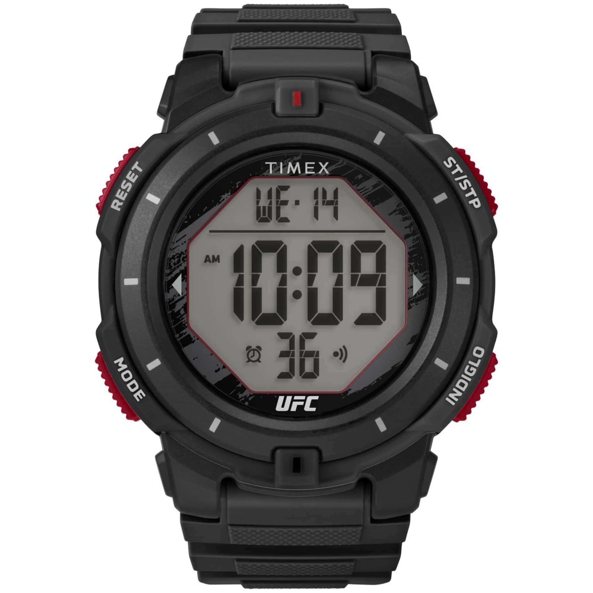 Timex - Relógio masculino UFC Rumble 50 mm - pulseira preta com mostrador digital, caixa preta - preto-TW5M59600JT