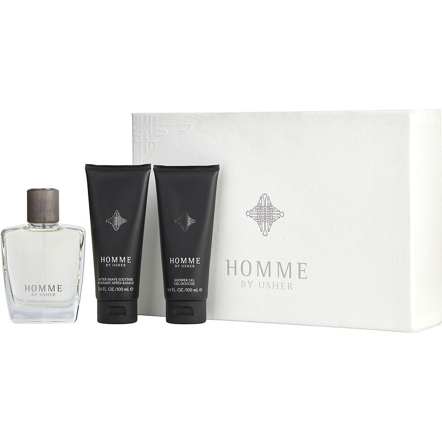 Cx De Presente Masculino Usher Homme Usher Eau De Toilette Spray 100 Ml + Pós Barba 100 Ml + Gel De Banho 100 Ml