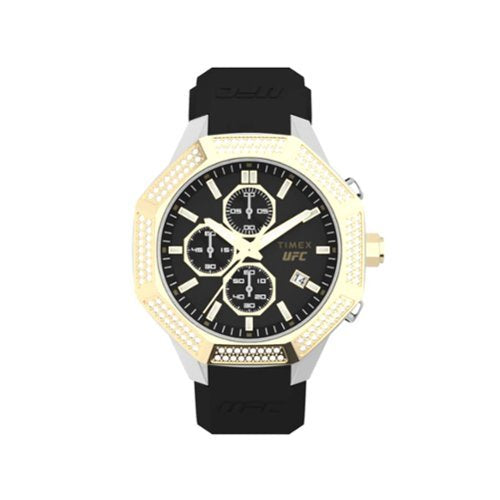 Timex - Relógio unissex UFC King 45 mm - Pulseira preta com mostrador preto, caixa de dois tons - Preto-TW2V99200JR