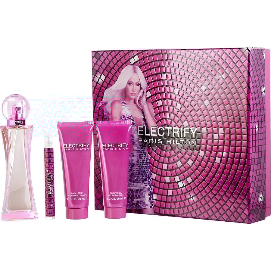 Perfume Feminino Paris Hilton Electrify Rush EDP Spray 100 Ml&Loção Corporal 90 Gel Banho Mini