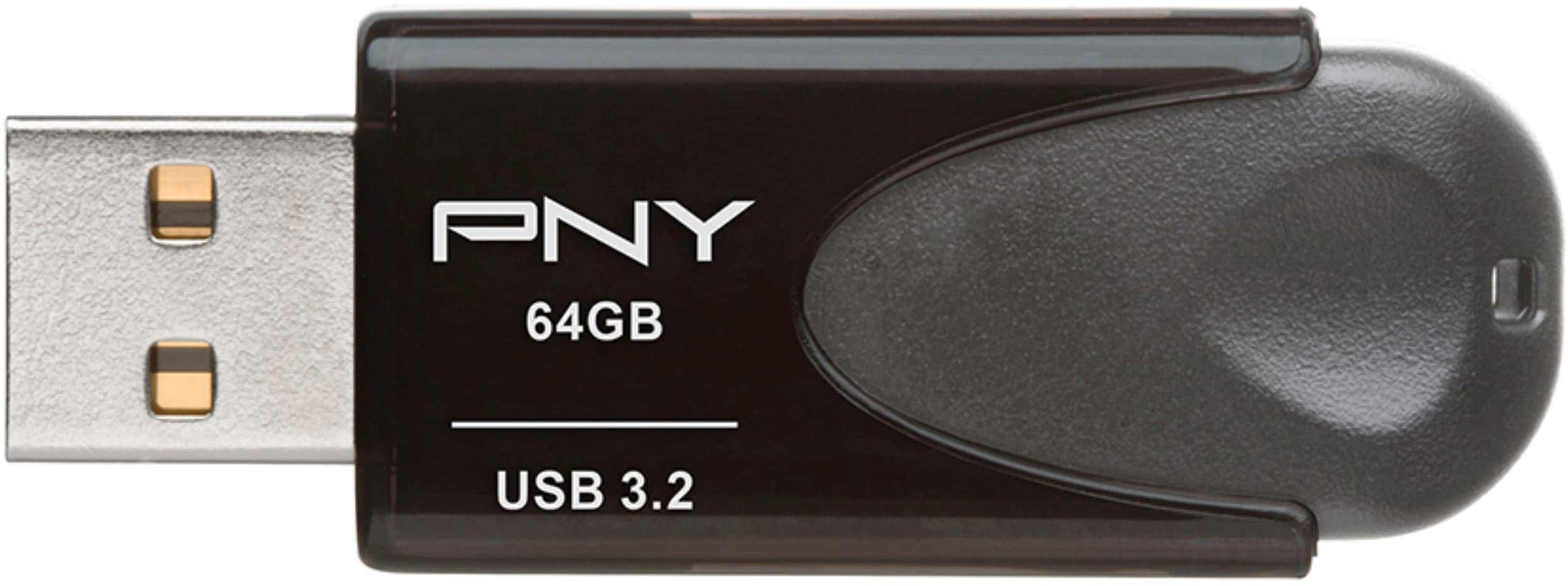 Pen Drive PNY - Unidade flash Elite Turbo Attache 4 64GB USB 3.2 - Preto-P-FD64GTBAT4-GE