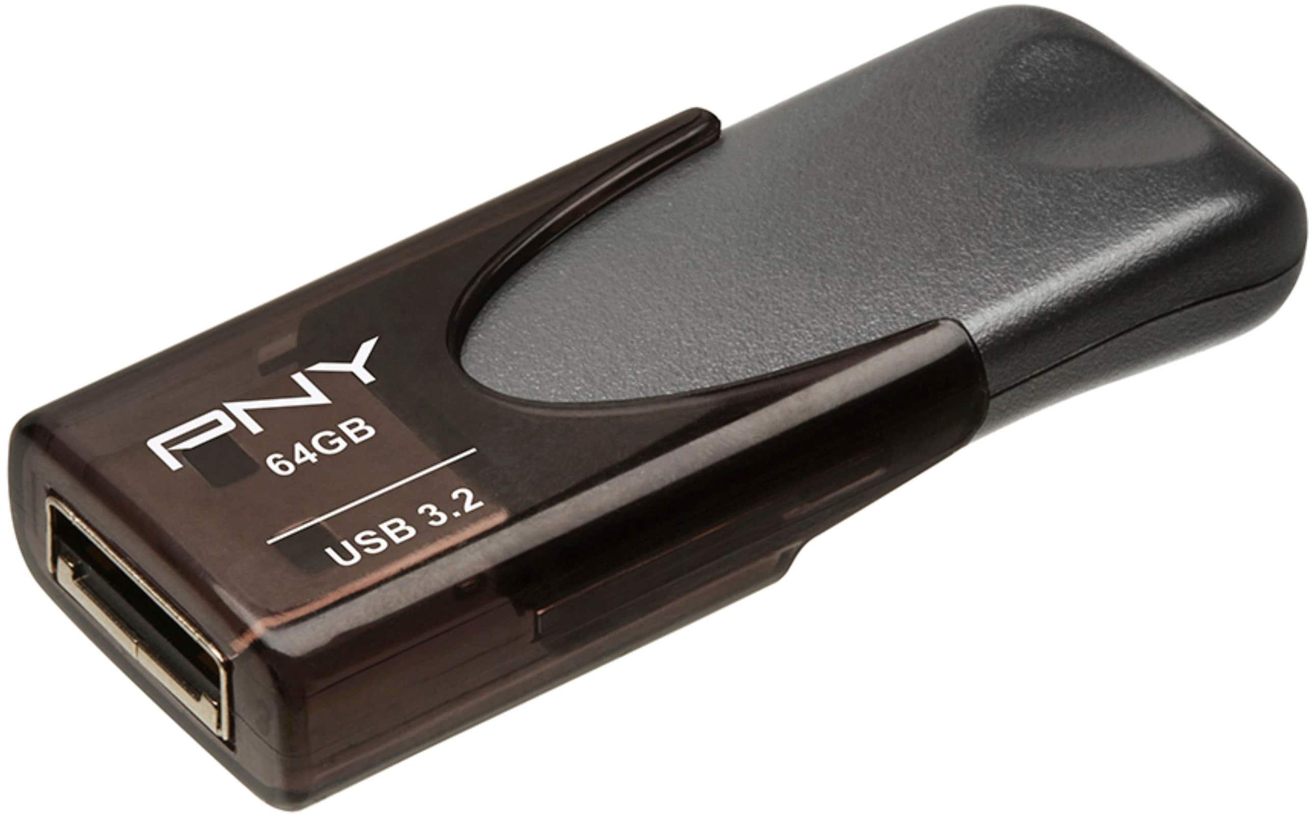 Pen Drive PNY - Unidade flash Elite Turbo Attache 4 64GB USB 3.2 - Preto-P-FD64GTBAT4-GE