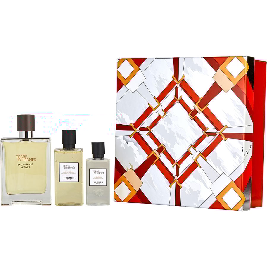 Perfume Masculino Hermes Terre D'Hermes Eau Intense Vetiver De Parfum Spray 100 Ml&Loção Pós-Barba 40 Gel Banho 80