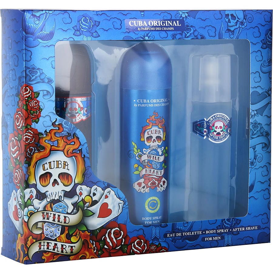Perfume Masculino Cuba Wild Heart Edt Spray 100 Ml & Pós- Barba Corporal 200