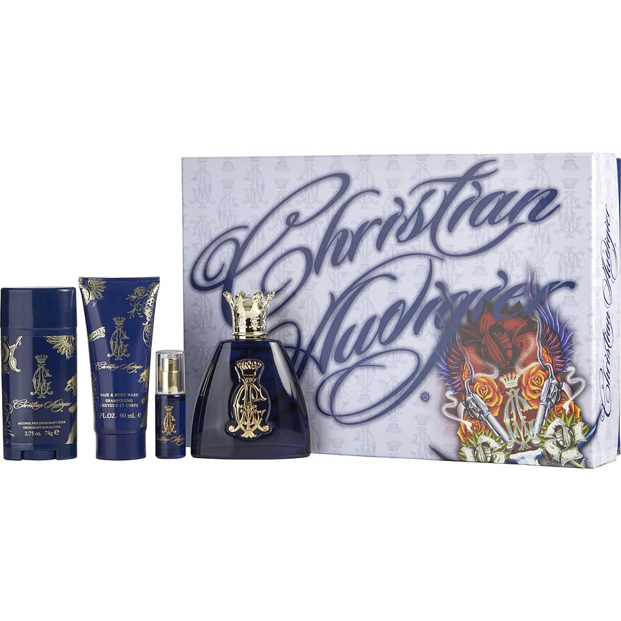 Perfume Masculino Christian Audigier Edt Spray 100 Ml&Lavagem De Cabelo E Corpo 90 Desodorante Em Bastão Sem Álcool 80 7 Mini
