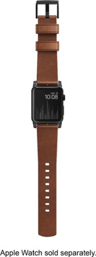 Nomad - Pulseira de couro moderna para Apple Watch 42 mm e 44 mm - Marrom com alças pretas-STRAP-AW-42MM-NS-HOR-BRN-BL