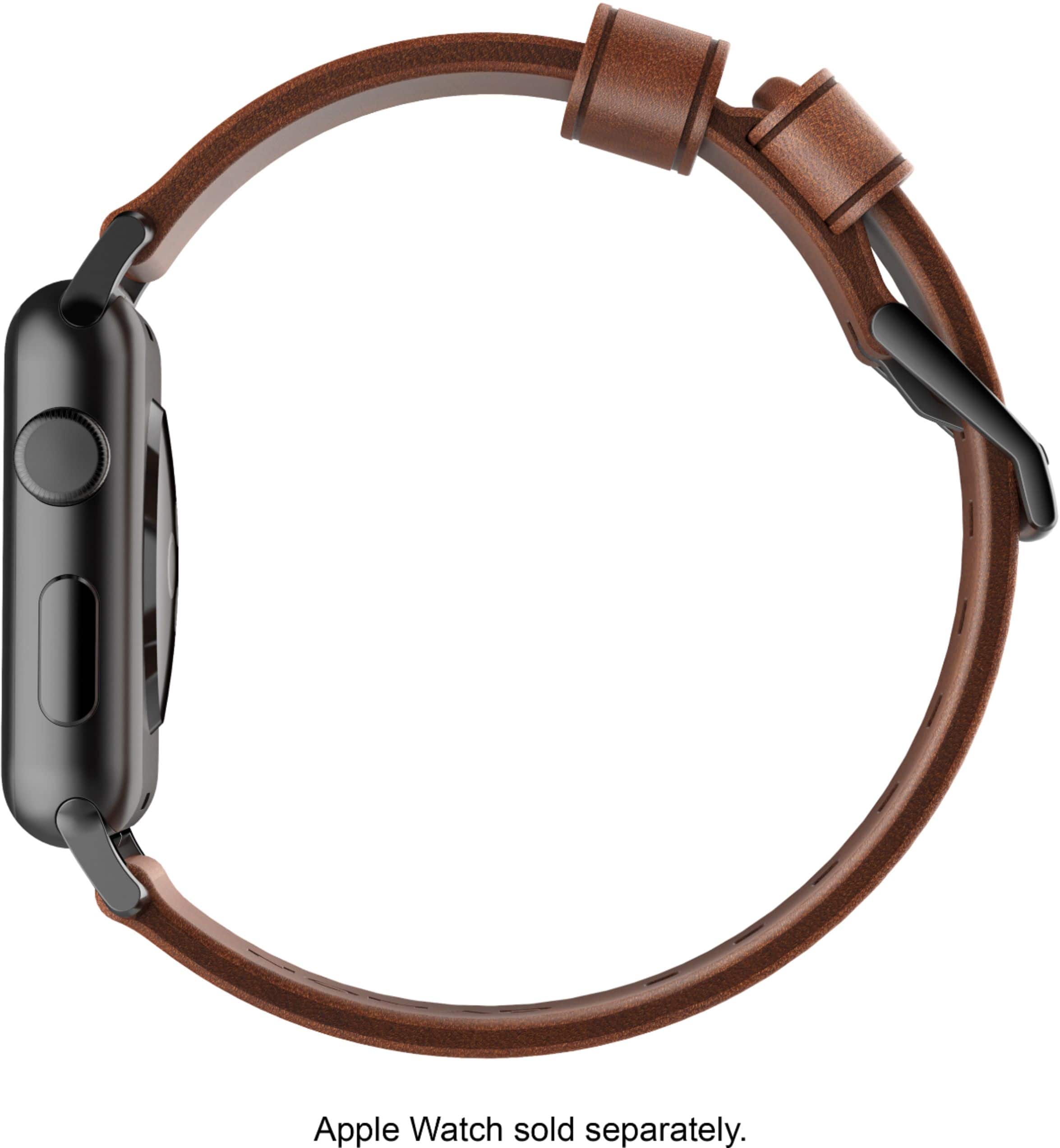 Nomad - Pulseira de couro moderna para Apple Watch 42 mm e 44 mm - Marrom com alças pretas-STRAP-AW-42MM-NS-HOR-BRN-BL