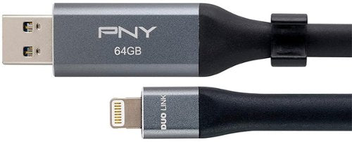 Pen Drive PNY - DUO Link 64GB USB 3.0 OTG Flash Drive para dispositivos iOS e computadores - Cinza-P-FDI64GLA02GC-RB