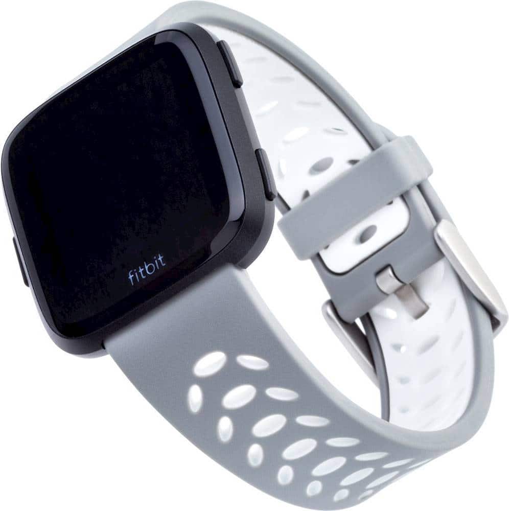 COMIt – Pulseira de relógio esportivo para Fitbit Versa e Versa Lite, Versa 2 – Cinza/Branco-18588VRP
