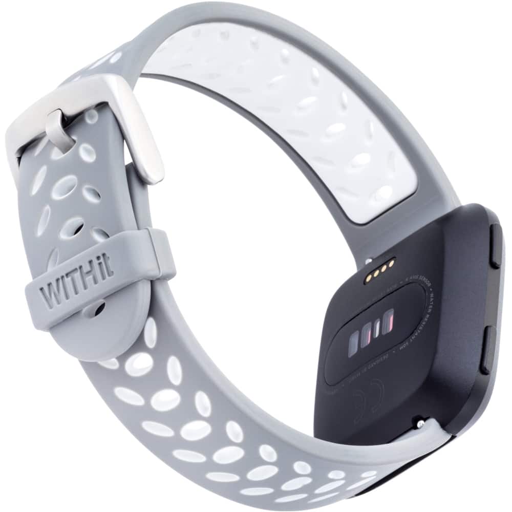COMIt – Pulseira de relógio esportivo para Fitbit Versa e Versa Lite, Versa 2 – Cinza/Branco-18588VRP