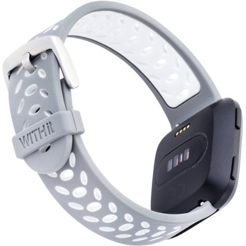 COMIt – Pulseira de relógio esportivo para Fitbit Versa e Versa Lite, Versa 2 – Cinza/Branco-18588VRP