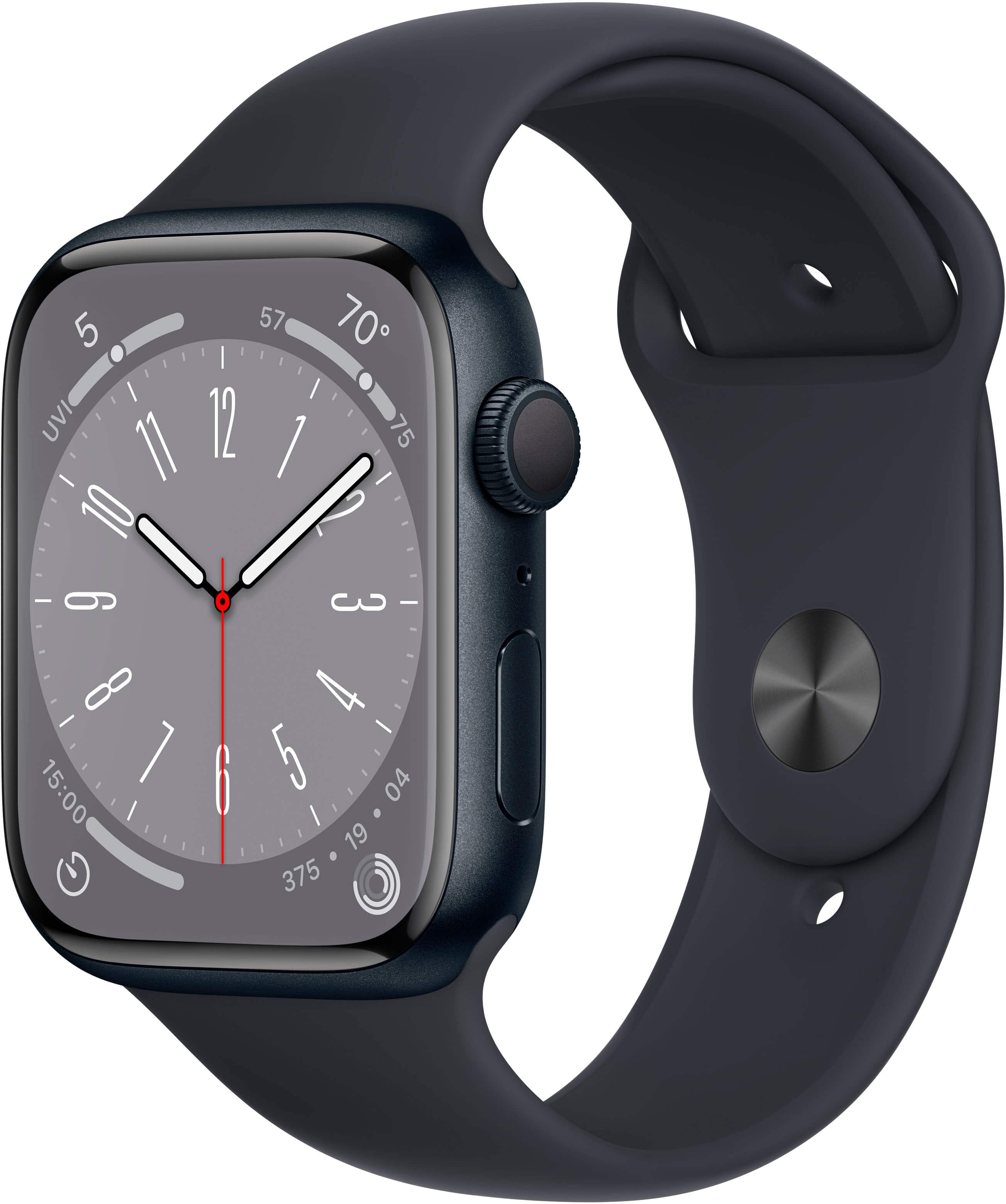 Caixa de alumínio de 45 mm para Apple Watch Series 8 (GPS) com pulseira esportiva Midnight - M/L - Midnight-MNUL3LL/A
