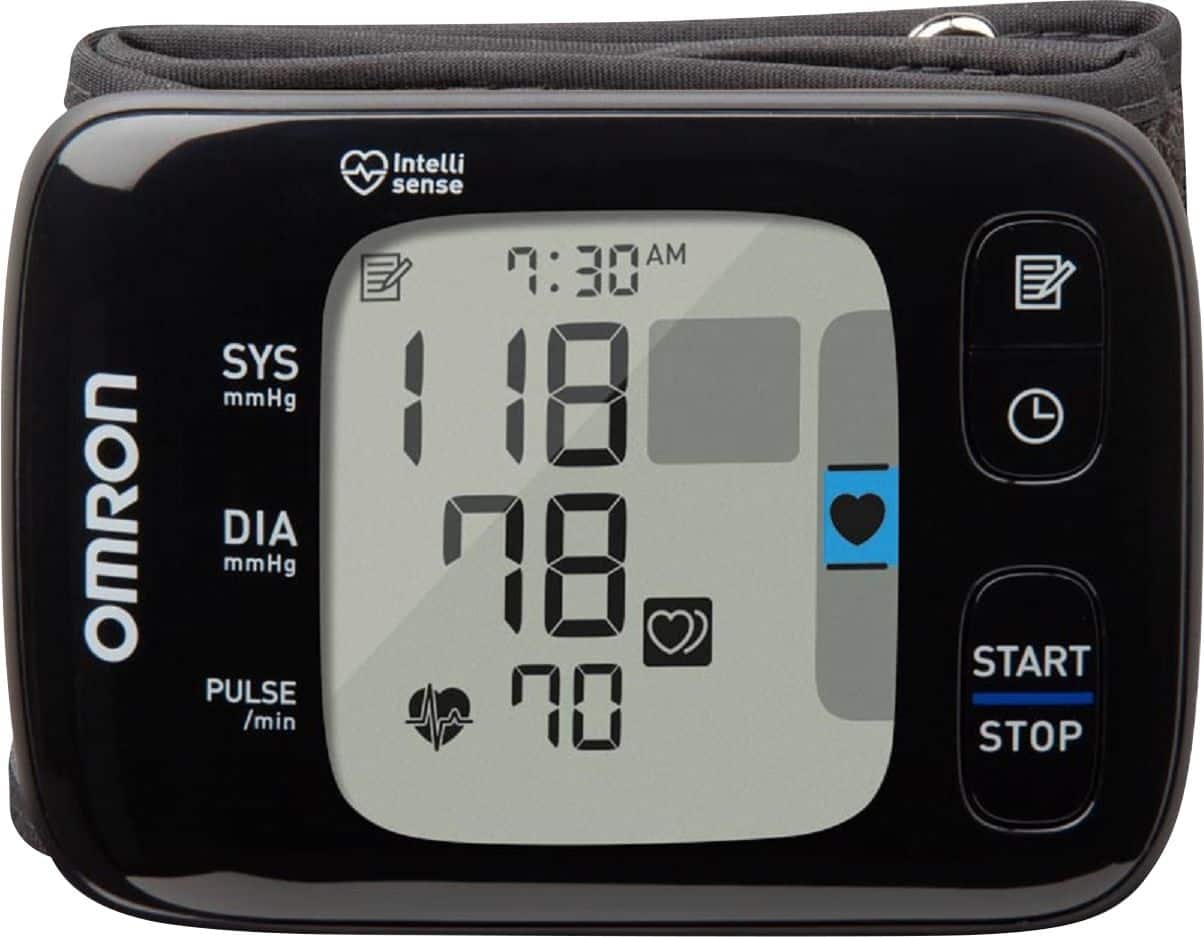 Omron - Série 7 - Monitor de pressão arterial de pulso sem fio - Preto/Cinza-BP6350