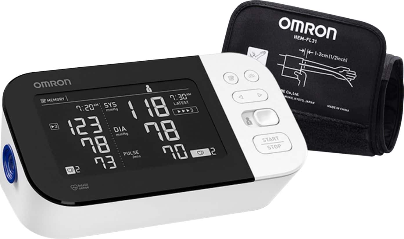 Omron - Série 10 - Monitor de pressão arterial sem fio para braço - Preto/Branco-BP7450