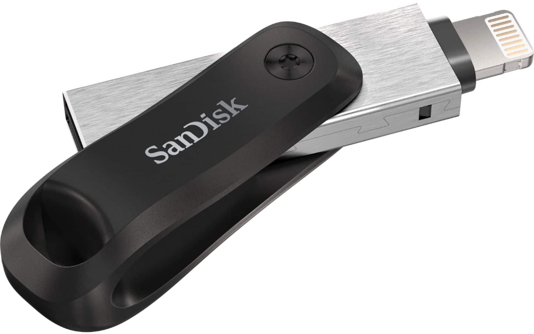 Pen Drive SanDisk - iXpand Flash Drive Go 128 GB USB 3.0 Tipo A para Apple Lightning para iPhone e iPad - Preto / Prata-SDIX60N-128G-AN6NE