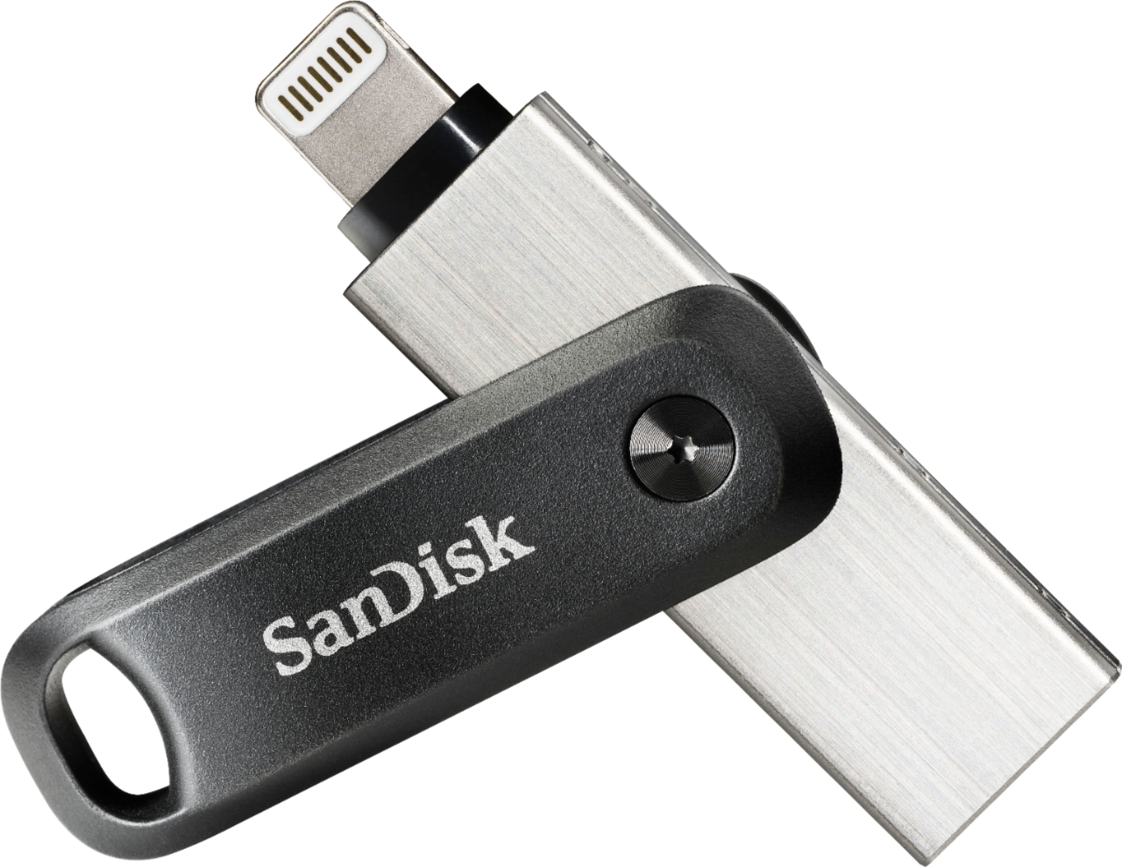 Pen Drive SanDisk - iXpand Flash Drive Go 64 GB USB 3.0 Tipo A para Apple Lightning para iPhone e iPad - Preto / Prata-SDIX60N-064G-AN6NN