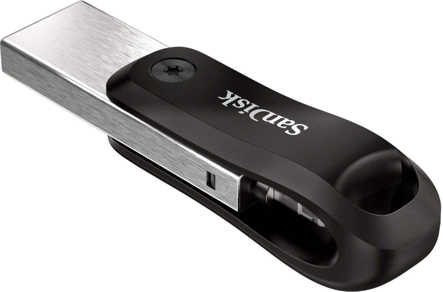 Pen Drive SanDisk - iXpand Flash Drive Go 64 GB USB 3.0 Tipo A para Apple Lightning para iPhone e iPad - Preto / Prata-SDIX60N-064G-AN6NN
