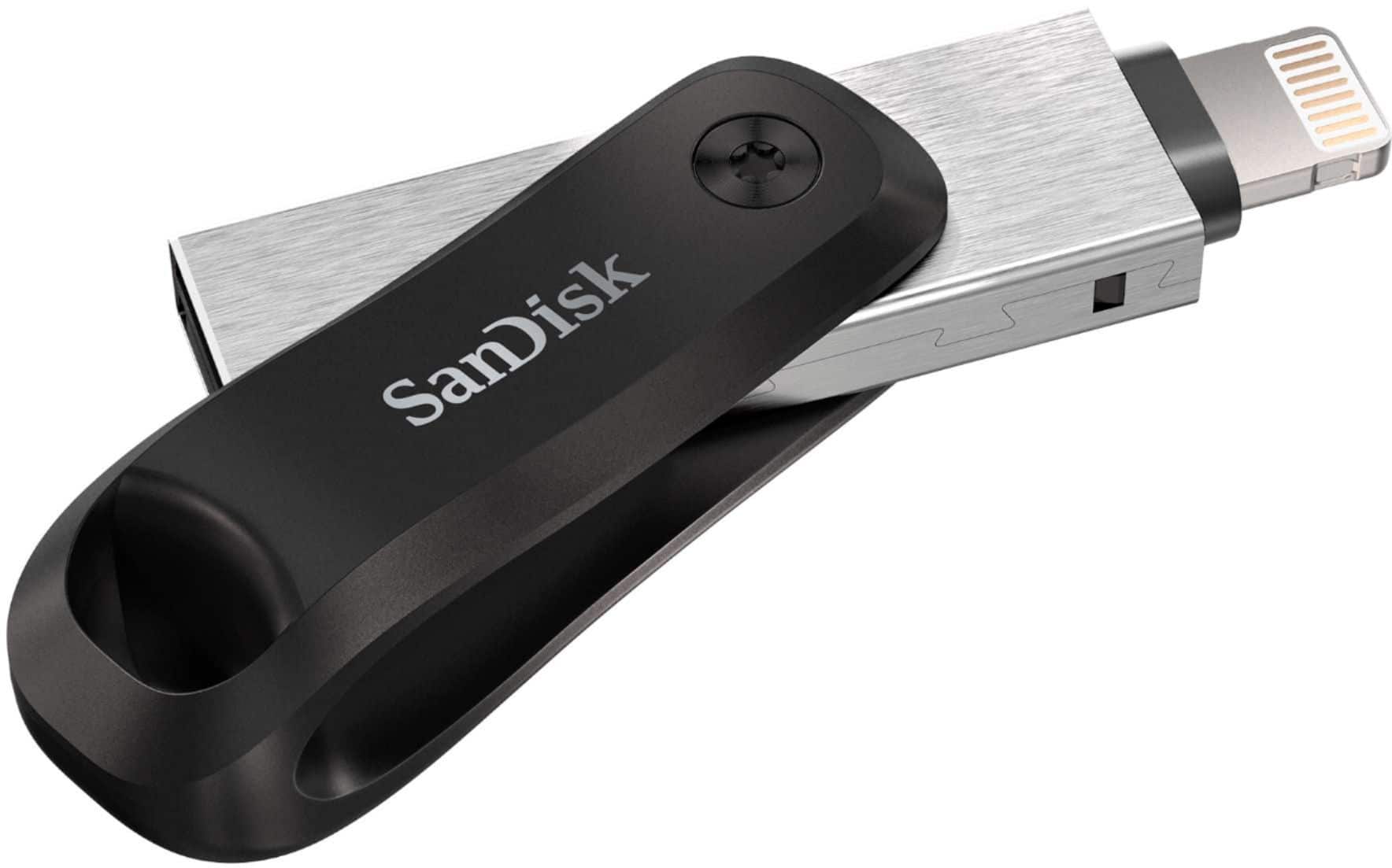 Pen Drive SanDisk - iXpand Flash Drive Go 64 GB USB 3.0 Tipo A para Apple Lightning para iPhone e iPad - Preto / Prata-SDIX60N-064G-AN6NN