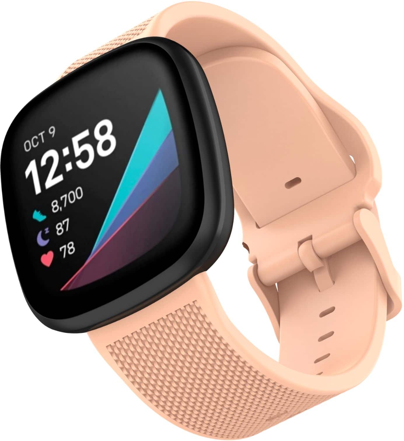 COMIt – Fitbit Versa 3 e Fitbit Sense Silicone Tamanho único pulseira de relógio – Marinho/Cinza Claro/Rosa Blush-54403BBR