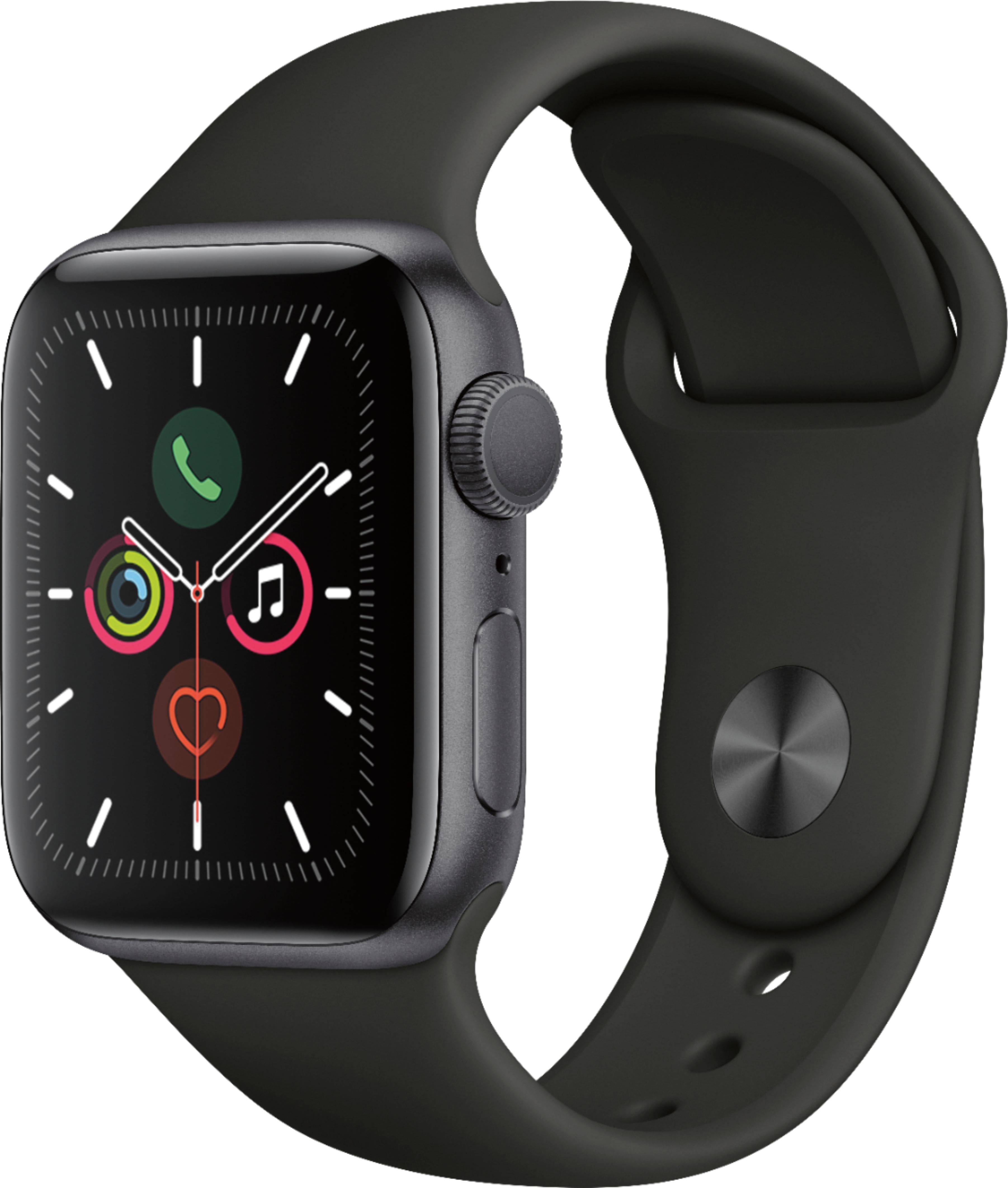 Apple Watch Series 5 (GPS) recondicionado , caixa de alumínio cinza espacial de 40 mm com pulseira esportiva preta-GSRF MWV82LL/A