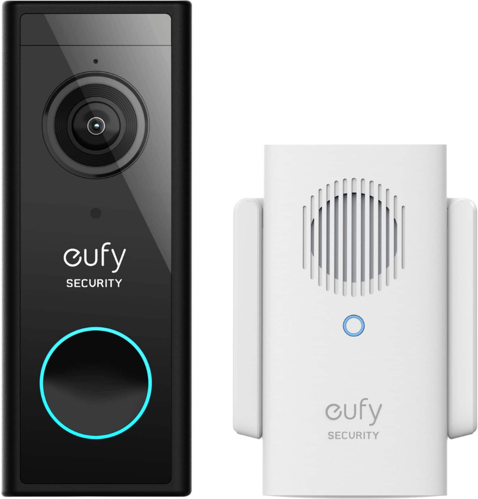 eufy Security - Campainha de vídeo Wi-Fi inteligente 2K operada por bateria/com fio com campainha - branco/preto-T8212111