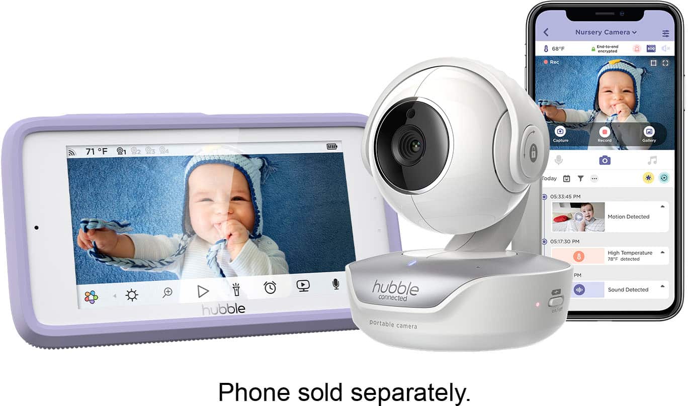 Hubble Connected - Nursery Pal Deluxe Monitor de bebê com vídeo Smart HD Wi-Fi de 5" - Branco-HCTNPDLX