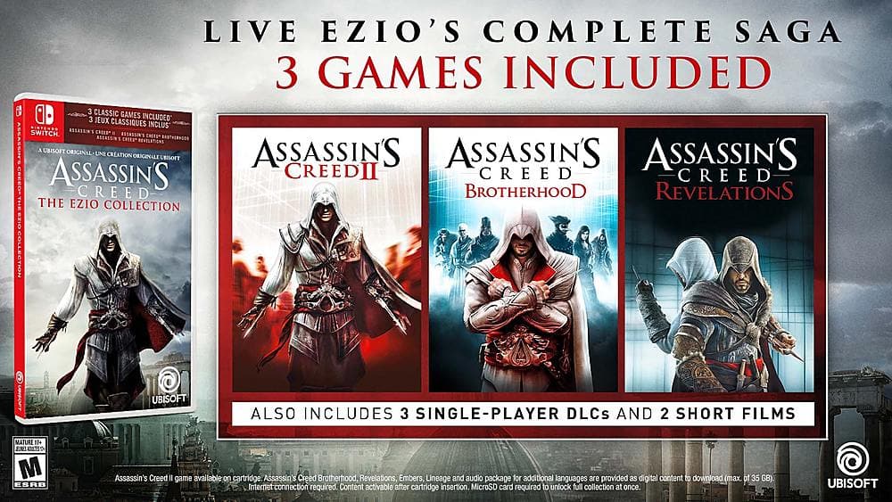 Jogo Assassin's Creed The Ezio Collection - Switch, (Modelo OLED), Nintendo Lite