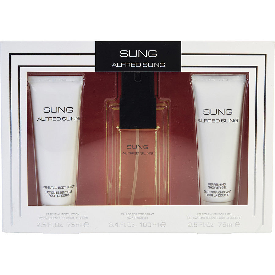 Cx De Presente Feminino Sung Alfred Sung Eau De Toilette Spray 100 Ml + Loção Corporal 75 Ml + Gel De Banho 75 Ml