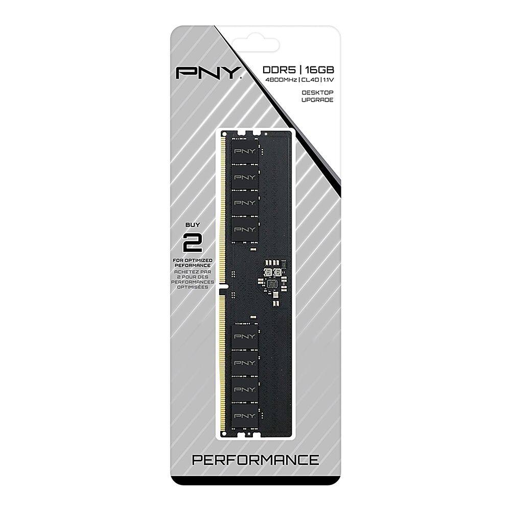 PNY - Performance 16GB 4800MHz (PC5-38400) DDR5 CL40 1.1V DIMM Memória Desktop - preto-MD16GSD54800-TB