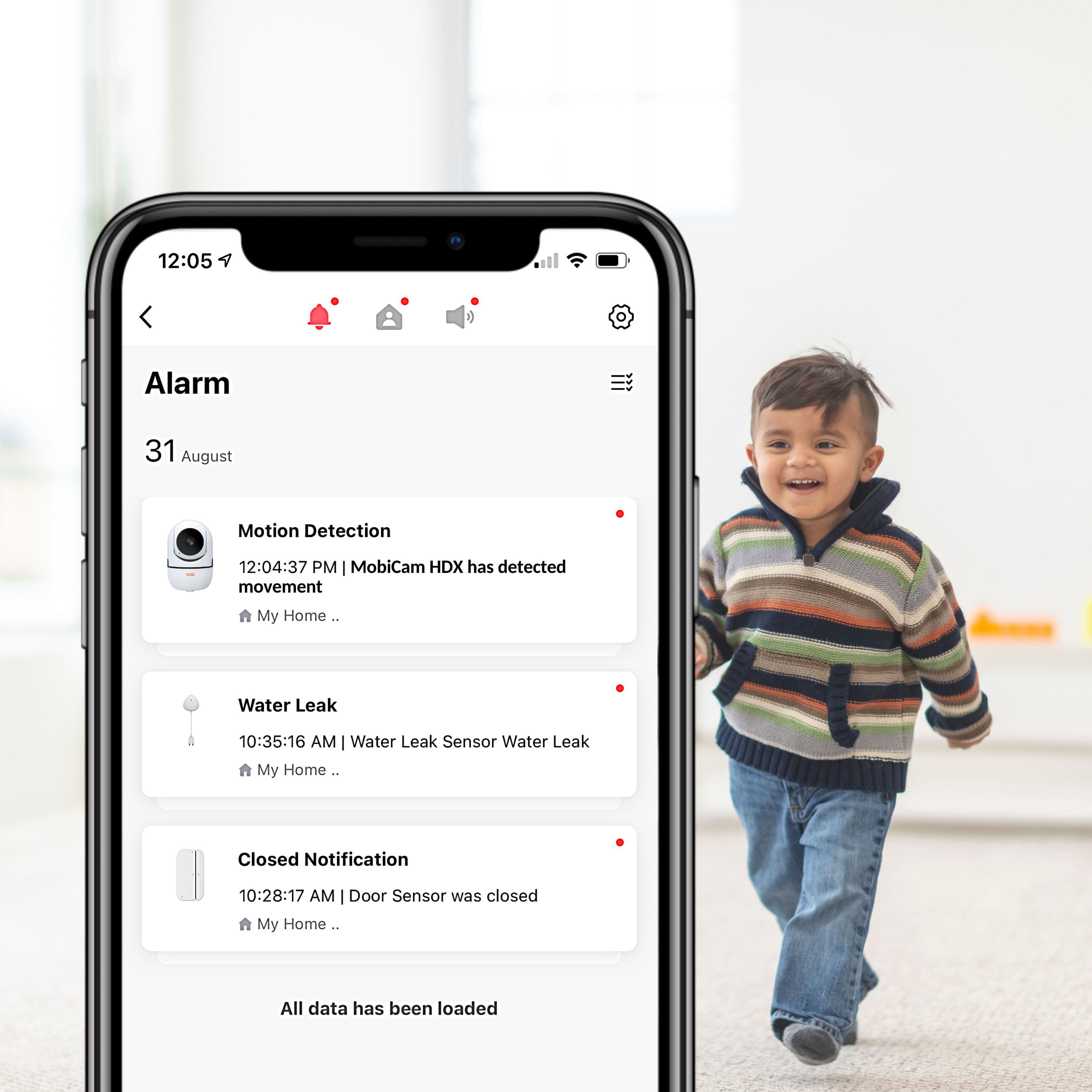 MOBI - Câmera de monitoramento de bebê Wi-Fi Cam HDX Smart HD Pan & Tilt com áudio bidirecional e visão noturna - Branco-70196