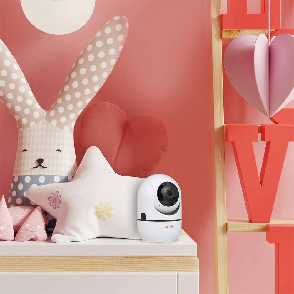 MOBI - Câmera de monitoramento de bebê Wi-Fi Cam HDX Smart HD Pan & Tilt com áudio bidirecional e visão noturna - Branco-70196