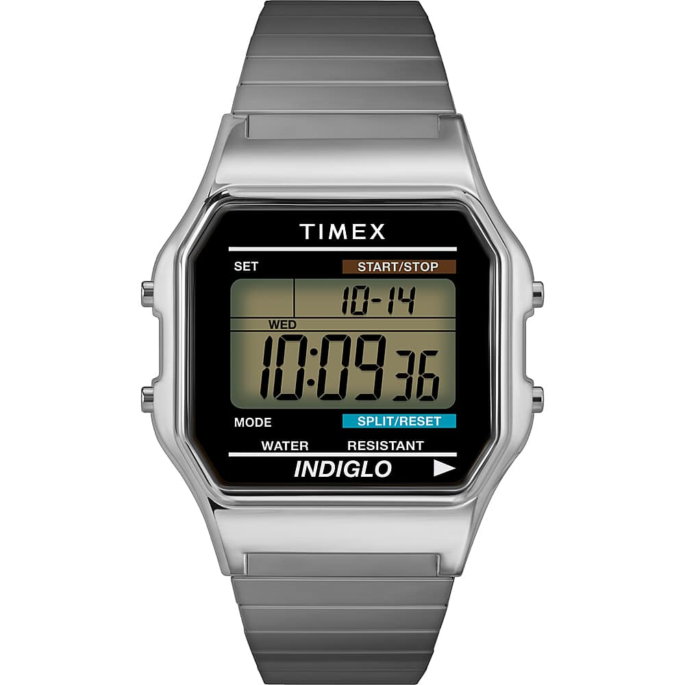 Timex - Relógio digital clássico masculino de 34 mm - Tom prateado-T785879J