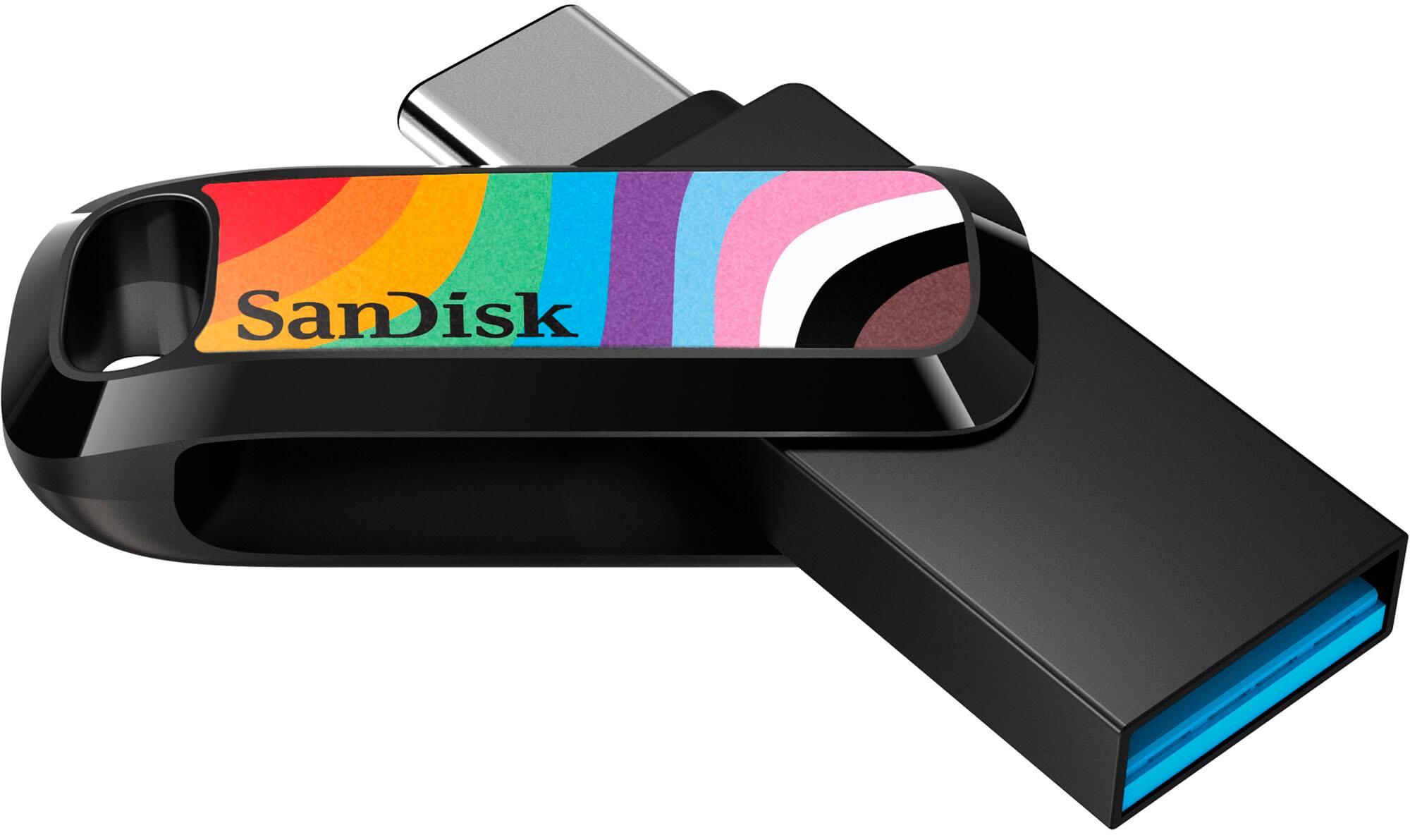 Pen Drive SanDisk - Unidade flash Ultra Dual Go Rainbow Pride Edition 128 GB USB tipo A/USB tipo C - Rainbow-SDDDC3-128G-GRNBW