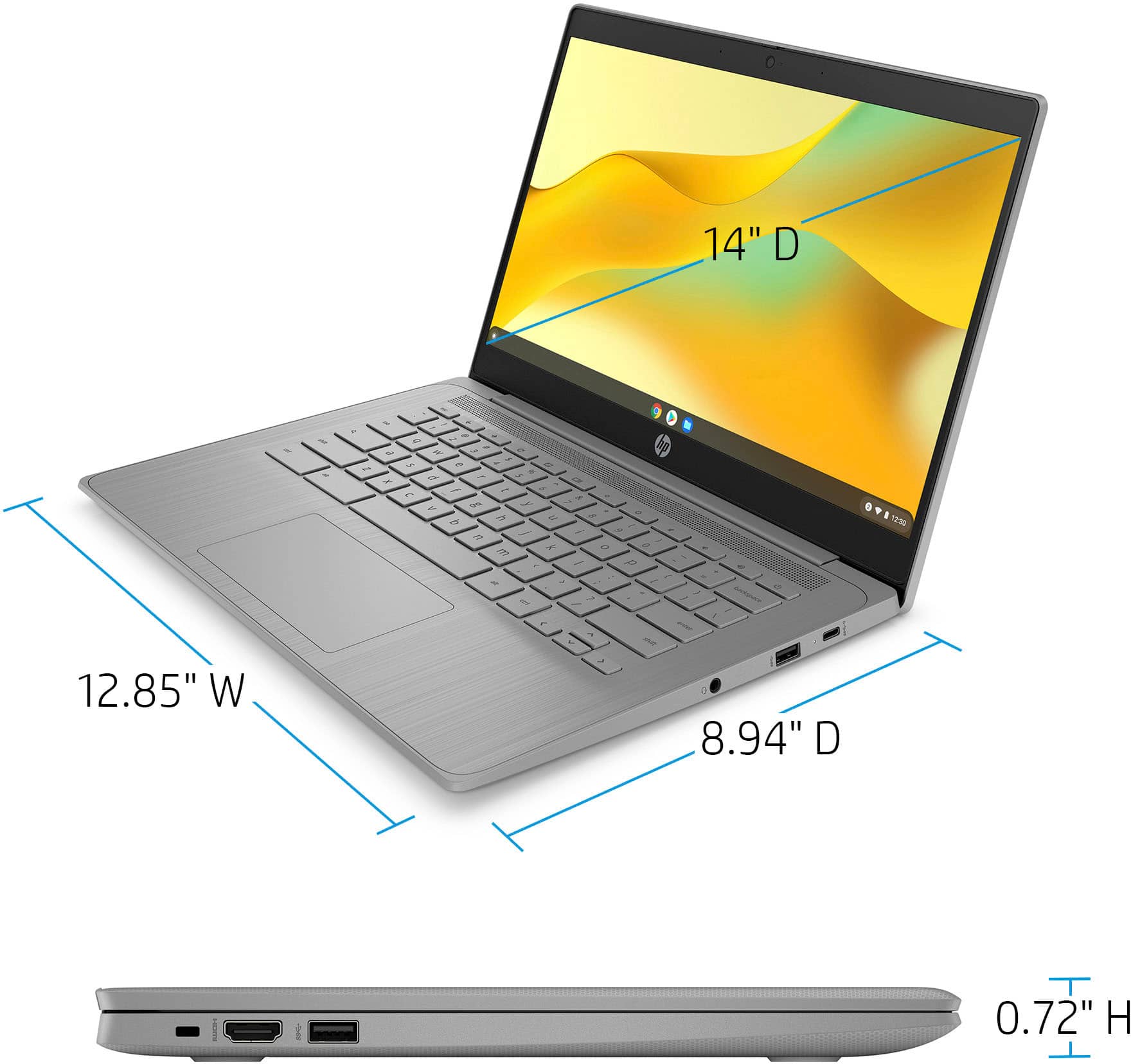 HP - Laptop Chromebook de 14" - Intel Celeron - 4 GB de memória - 64 GB eMMC - Cinza moderno-14A-NE0013DX