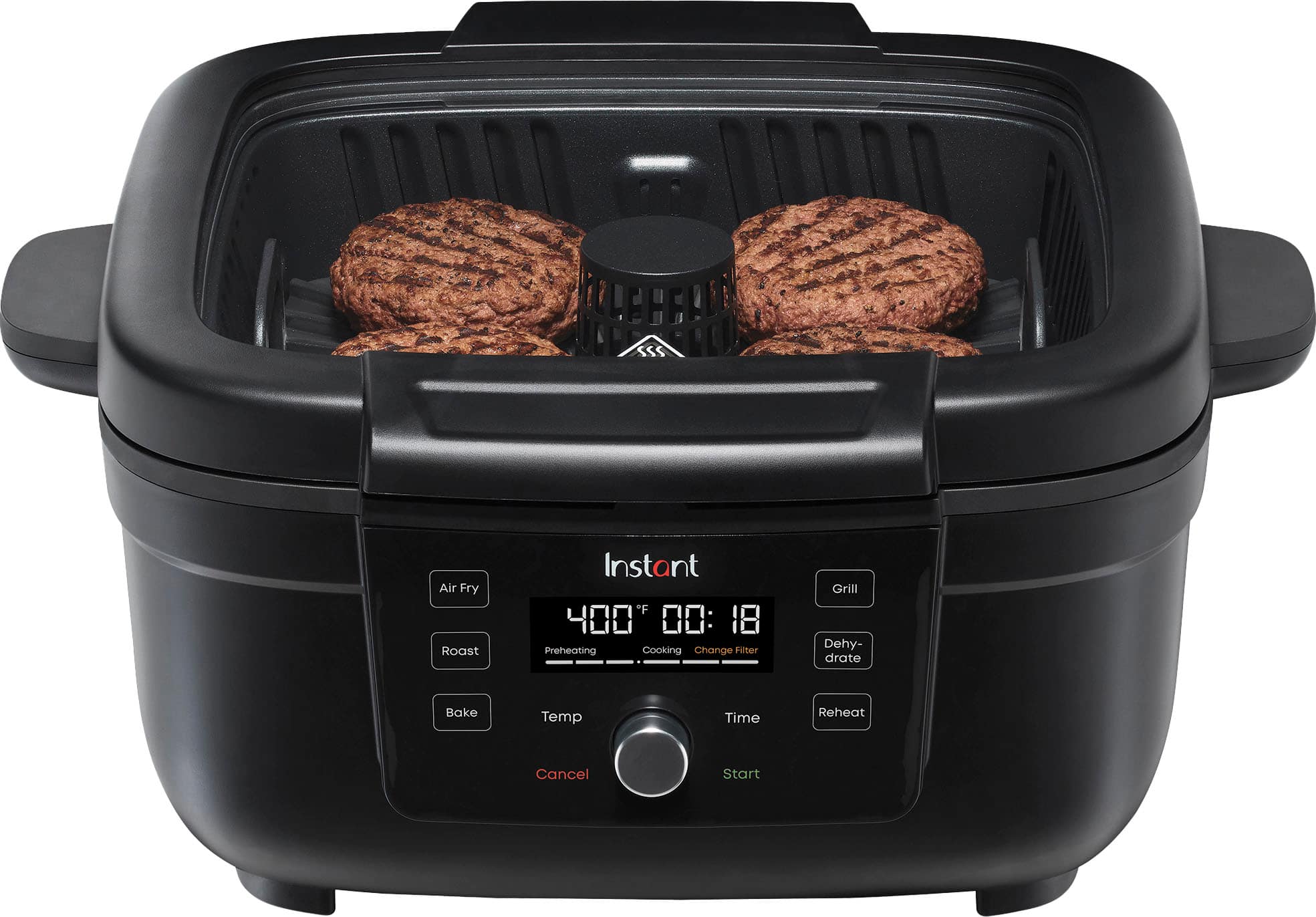 Panela Instantânea - Grelha interna sem fumaça 6 em 1 e fritadeira de ar com tecnologia OdorErase - Preto-140-8001-01