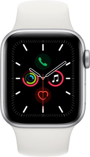 Apple Watch Series 5 (GPS) recondicionado certificado pela Geek Squad, caixa de alumínio de 40 mm com pulseira esportiva branca - alumínio prateado-TI