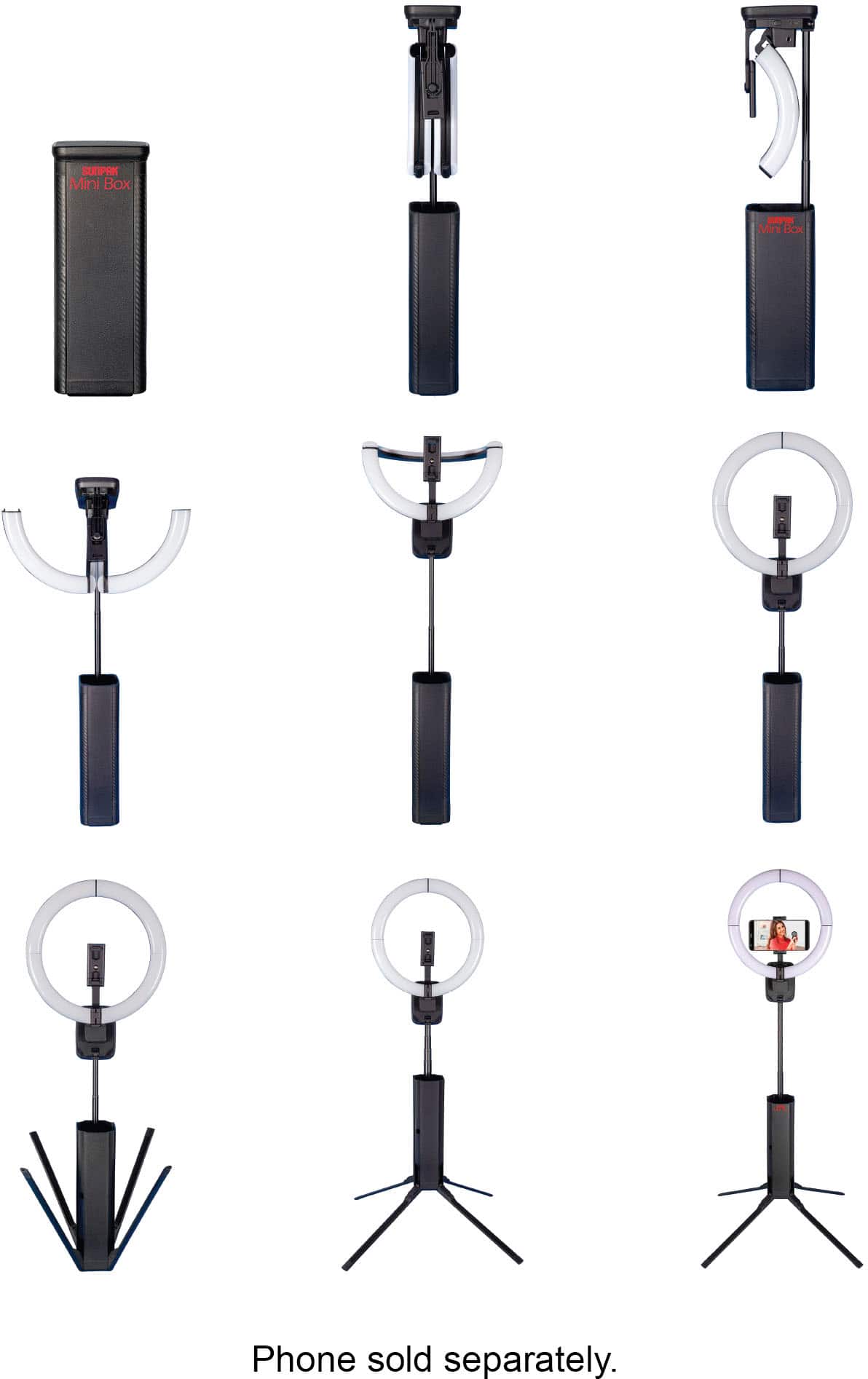 Sunpak - Mini Box Kit de Vlogging Bicolor Dobrável e Autoarmazenável-VGC-LED136-10MB