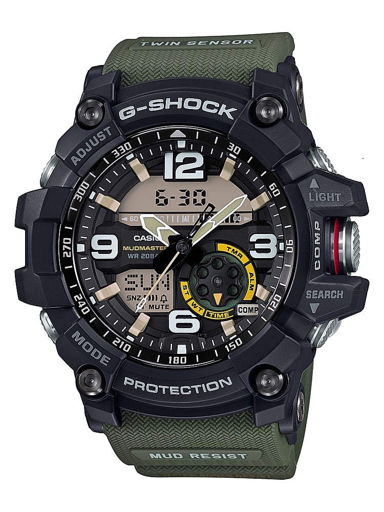 Casio - Relógio masculino G-Shock Mudmaster com sensor duplo analógico-digital 55 mm - Verde-GG1000-1A3