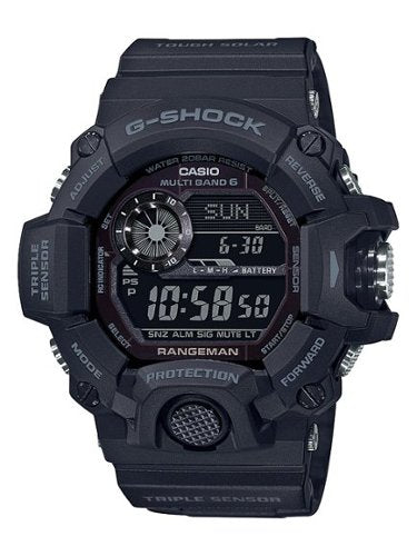 Casio - Relógio masculino G-Shock Rangeman com sensor triplo Atomic Solar 54 mm - Preto-GW9400-1B