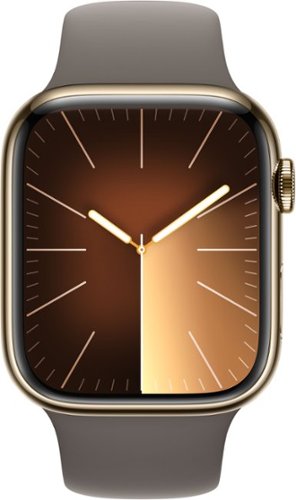 Apple Watch Series 9 (GPS + Celular) Caixa de aço inoxidável dourado de 45 mm com pulseira esportiva de argila com oxigênio no sangue - M/L - Dourado-