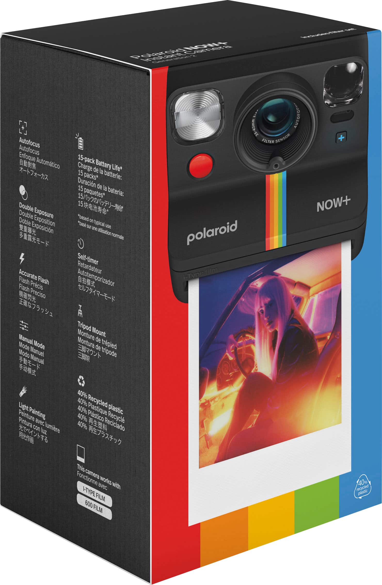 Polaroid - Now+ Instant Film Câmera Fotográfica Geração 2- Preto -009076