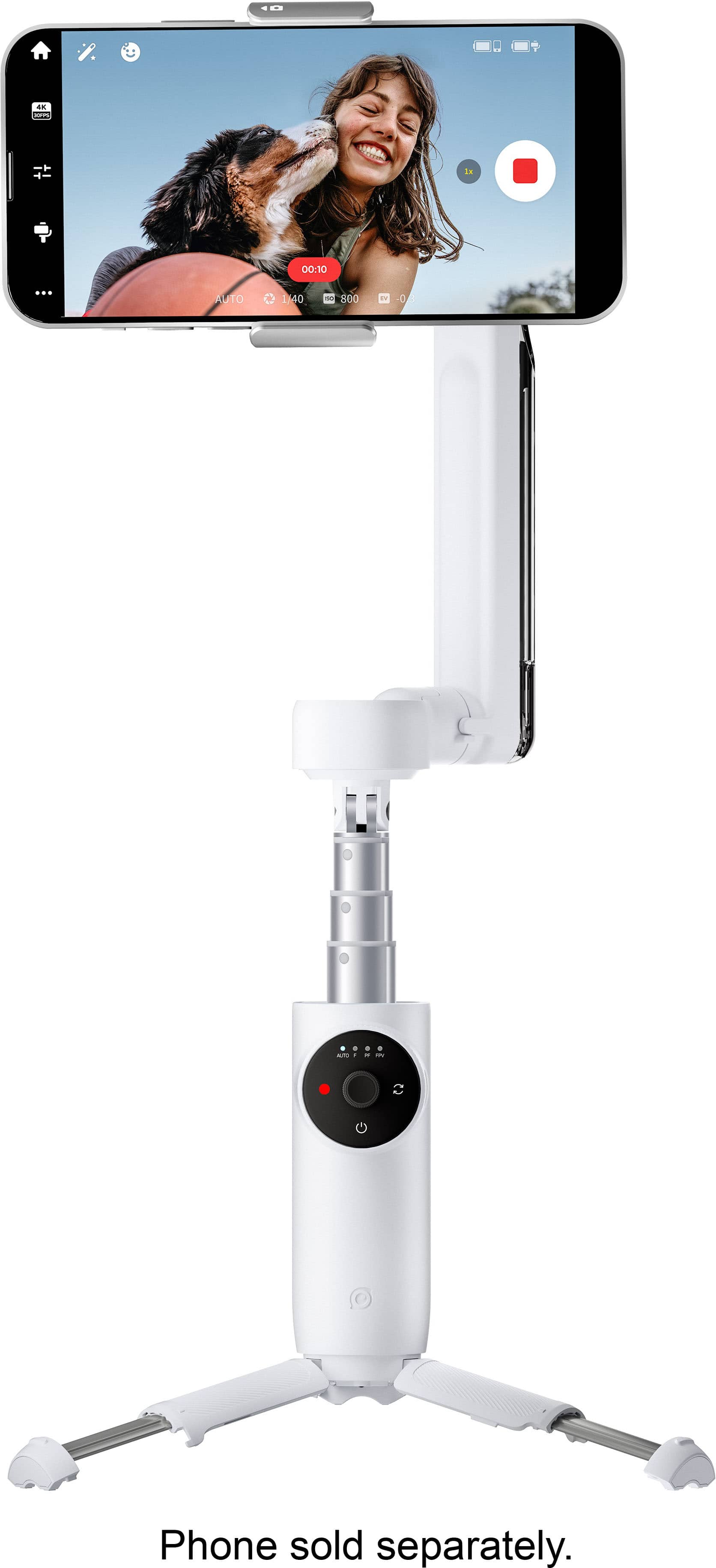 Insta360 - Estabilizador de cardan de 3 eixos Flow Standard para smartphones com tripé integrado - Branco-CINSABBA