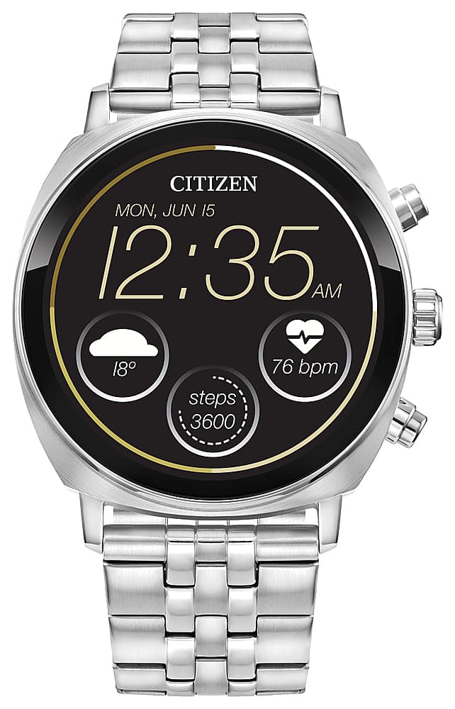 Citizen - CZ Smart 41 mm unissex de aço inoxidável casual smartwatch com pulseira de aço inoxidável - Silver-MX1000-52X