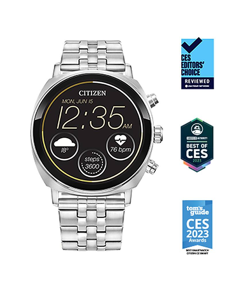 Citizen - CZ Smart 41 mm unissex de aço inoxidável casual smartwatch com pulseira de aço inoxidável - Silver-MX1000-52X