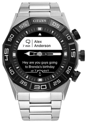 Citizen - Smartwatch esportivo híbrido unissex de aço inoxidável CZ Smart 44 mm com pulseira de aço inoxidável - Prata-JX2006-52E