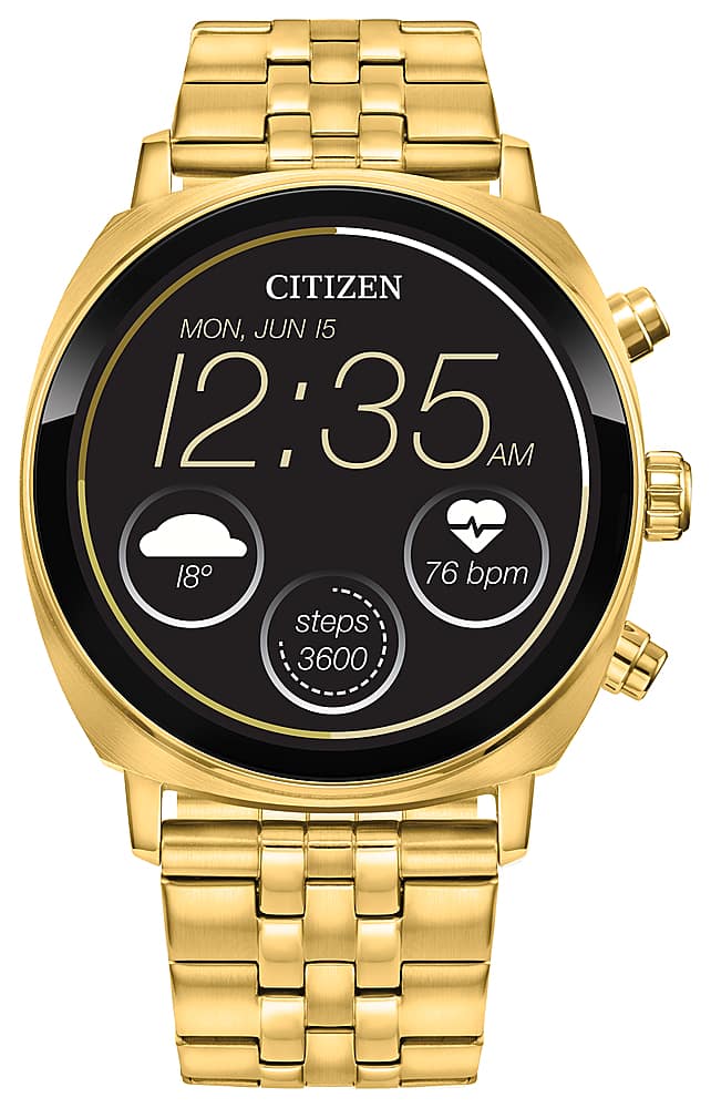 Citizen - CZ Smart 41 mm unissex de aço inoxidável casual smartwatch com pulseira de aço inoxidável IP - Gold-MX1002-57X