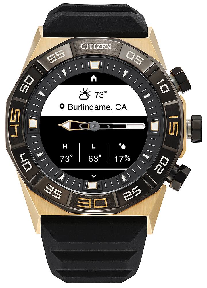 Citizen - CZ Smart 44 mm unissex IP inoxidável híbrido esporte smartwatch com pulseira de silicone - Gold-JX2009-03E