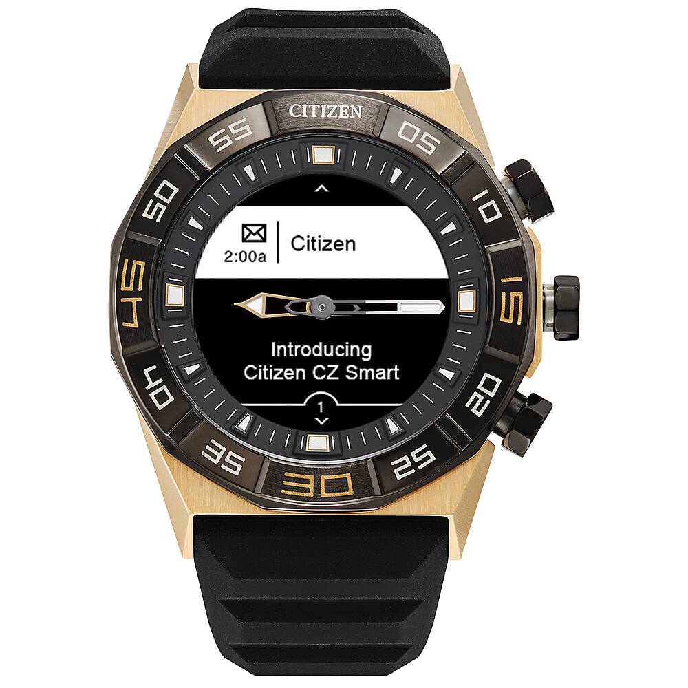 Citizen - CZ Smart 44 mm unissex IP inoxidável híbrido esporte smartwatch com pulseira de silicone - Gold-JX2009-03E