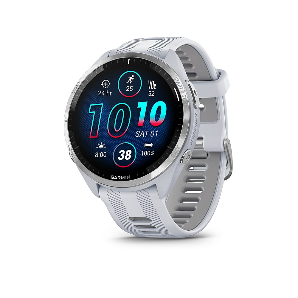 Garmin - Forerunner 965 GPS Smartwatch 47 mm Polímero reforçado com fibra - Titânio/Whitestone-010-02809-01