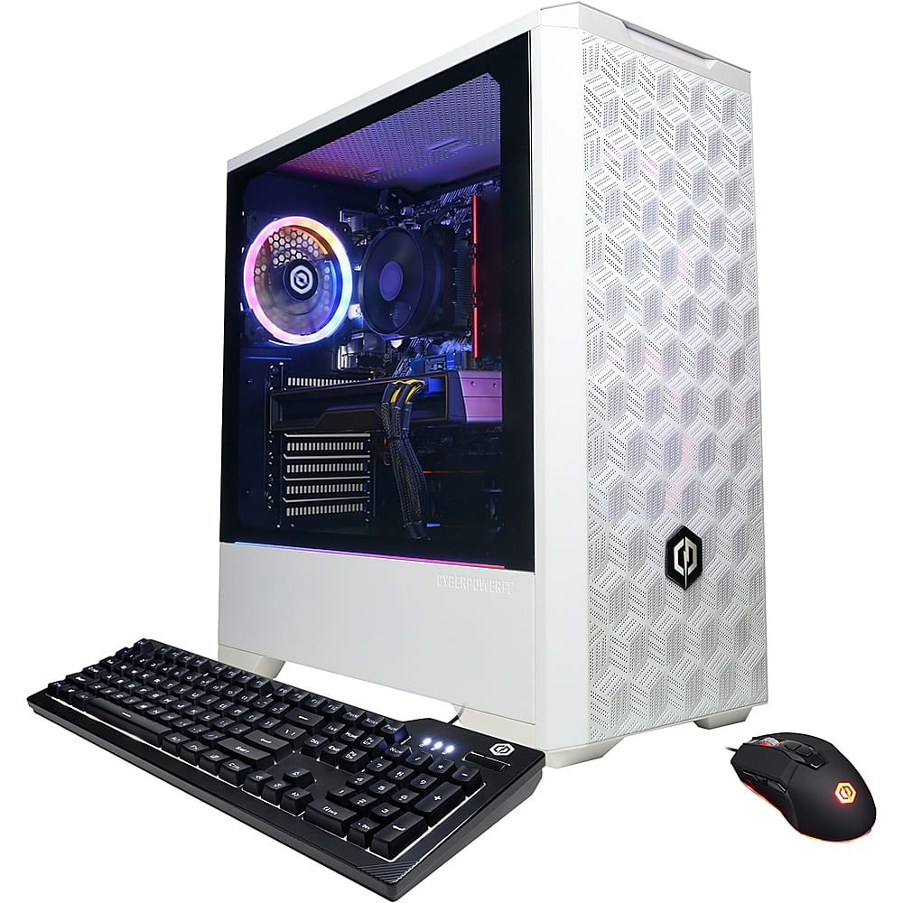 CyberPowerPC - Gamer Master Gaming Desktop - AMD Ryzen 5 7600 - 16GB de memória - NVIDIA GeForce RTX 4060 Ti 8GB - SSD de 1TB - Branco-GMA9020CPGV8